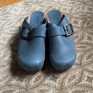Sanita Navy Mules with Buckle